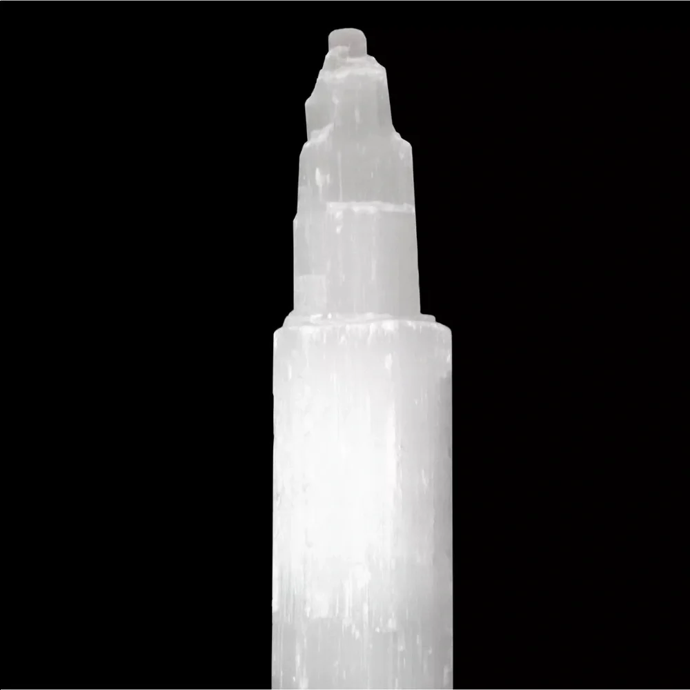 Genuine Selenite tower w/ light stand - 7 inch - Picture 3 of 9